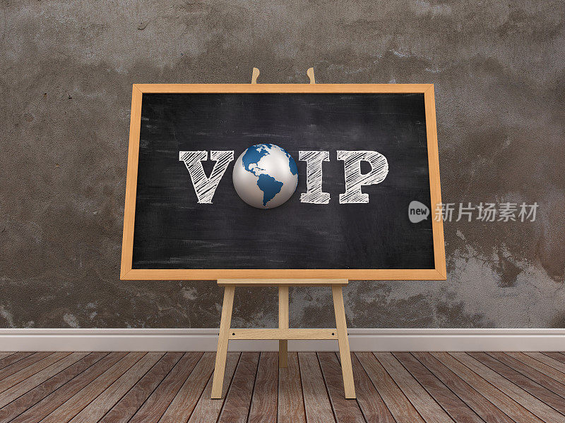 画架与Word VOIP和全球世界- 3D渲染